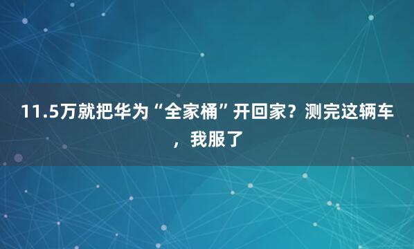 11.5万就把华为“全家桶”开回家？测完这辆车，我服了